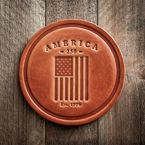 America 250th Anniversary Flag Leather Coaster