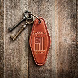 America 250th Anniversary Leather Motel Style Keychain