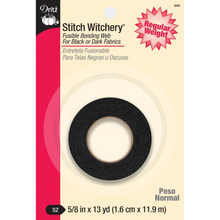 Stitch Witchery Fusible Bonding Web, Regular Weight, Black, 5/8"