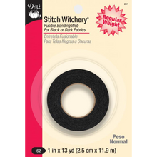 Stitch Witchery Fusible Bonding Web, Regular Weight, Black, 1"