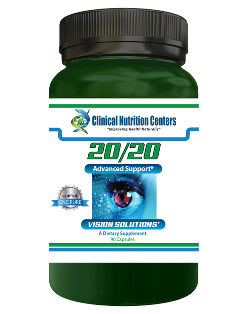 An image of the front label of the 20/20 vision supplements from Clinical Nutrition Centers.