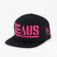 JESUS Ambigram Snapback (black - black) Pink