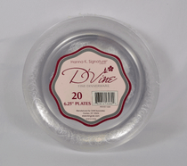 D'Vine 6.25" Clear Plastic Scroll Dessert Plates - 20 Count