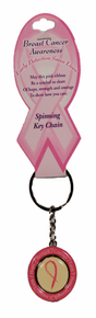 Breast Cancer Awareness Pink Ribbon Spinning Key Chain