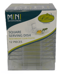 12 ct Lillian Clear Plastic Mini Square Serving Dish