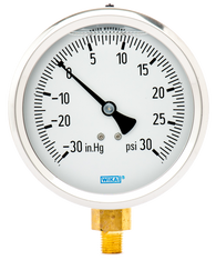 WIKA Type 213.53 Utility Pressure Gauge 0-30 in Hg Vacuum / 30 PSI 9699045