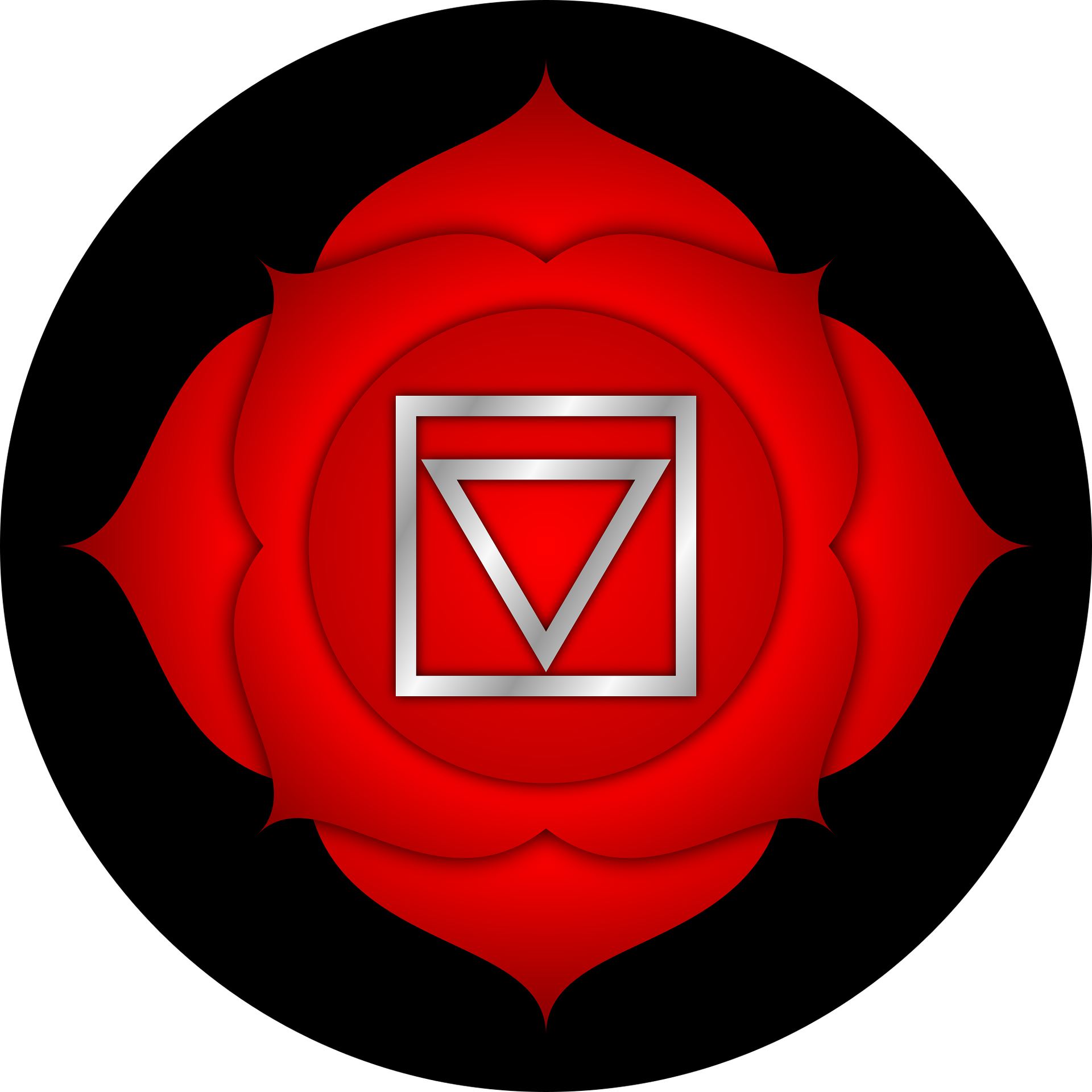 Bright illustration of the symbol for the 1st chakra.