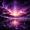 Purple mountain lake landscape with glowing light and energy waves representing Level 1 Meditation brainwave audio for relaxation and well-being
