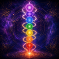 Chakra and Kundalini audio collection with seven glowing chakra symbols