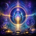 Abstract Binaural Music artwork representing stress relief, psychic development, clairvoyance, aura awareness, telepathy and past-life exploration