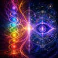 Abstract chakra and Kundalini energy merging with psychic and spiritual symbolism, representing the Chakra, Kundalini and Psychic Development Special Pack