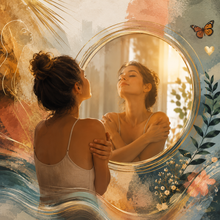 Abstract self-acceptance artwork representing body confidence, positive self-image and Accept Your Physical Self Isochiral Affirmations