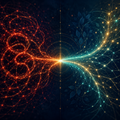Abstract neural pathways shifting from repetitive patterns to clearer choices, representing weight loss habits and behavior change