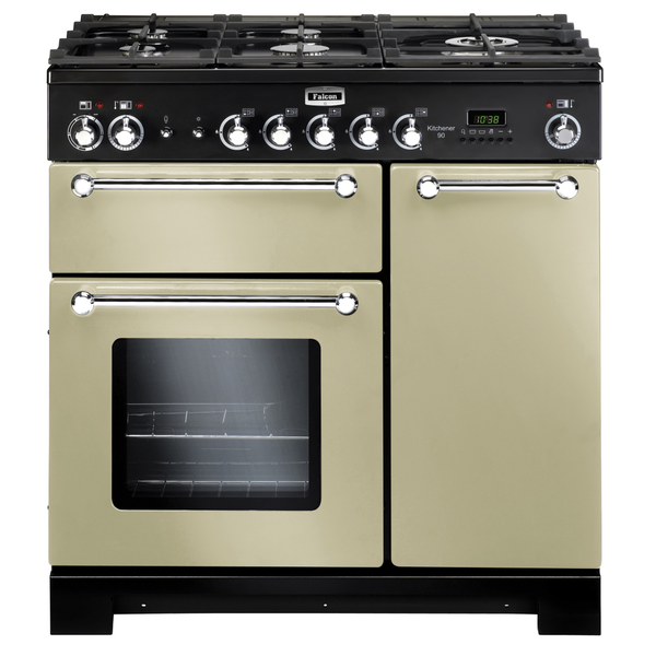 FALCON 90CM CREAM KITCHENER DUAL FUEL FREESTANDING OVEN SPLIT OVENS