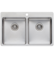 OLIVERI SONETTO DOUBLE BOWL TOPMOUNT SINK WITH DRAIN TRAY - SN1064