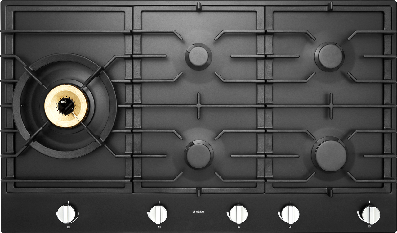 ASKO 90CM GRAPHITE BLACK GAS COOKTOP 5 BURNER HG1986A Berloni