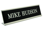 Shown is 2" x 8" Name Plate in Silver Desk Frame (K31) from Cool School Studios.
