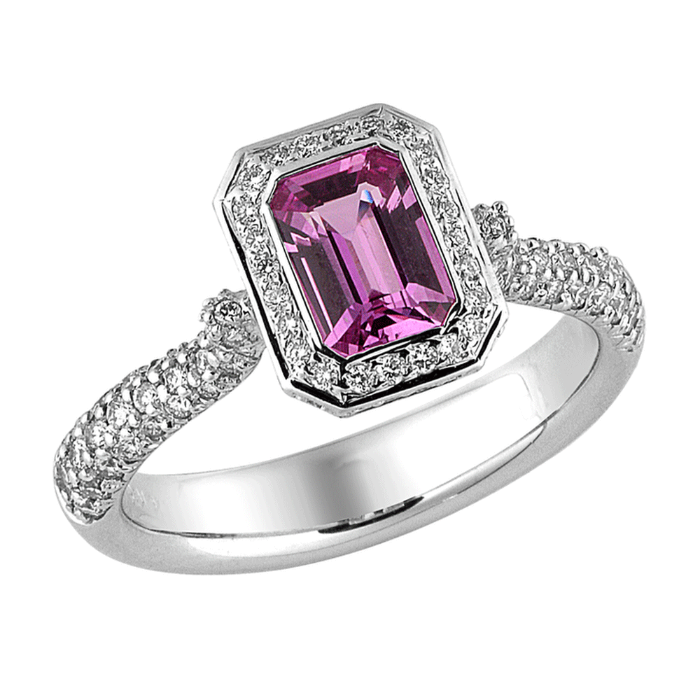 Spark 18k White Gold 63ct Diamond 1 20ct Pink Sapphire Ring R And M