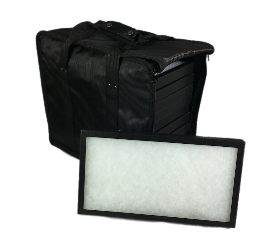 12 Pack of Riker Display Cases 8 x 14 x 1 with Black Carrying Case Southern Star Display Cases