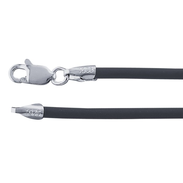 Rubber Cord Black-Stainless Steel Clasps - Milestones Sports Jewelry and  Apparel