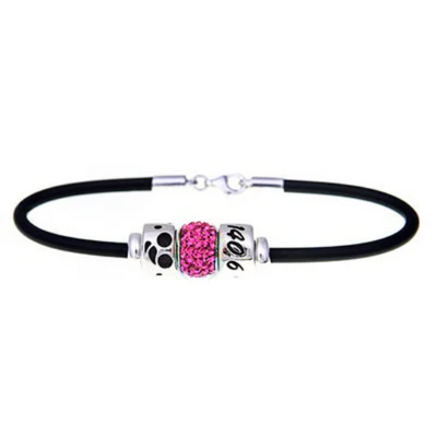 European bead bracelet with 140.6 Ironman bead, Pink crystal bead and Triathlon symbol bead. 