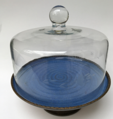 10" Cake Stand with Vintage Dome shown in Quinn's Blue. Hand wash only.