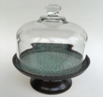 Dome server shown with vintage dome and 7" stand in two tones of turquoise and turtle.