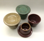 Butter keepers shown in oatmeal, turquoise and burgundy.