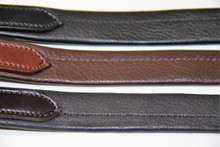 Featured English Leather Colours from top down, Black, Aust Nut and Havana/Dark Brown.