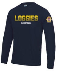 RLC Basketball Loggies Championship Design Long Sleeve Tee in Navy
