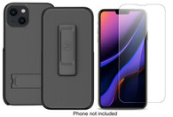 Apple iPhone 13 Dual Layer Hybrid Case and Belt Clip Holster Combo and free Screen Protector by Wireless ProTech (Screen Size 6.1 inch only)
