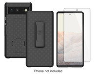 Google Pixel 6 Case with Weave Pattern and Belt Clip Holster Combo includes 2.5D Screen Protector by Wireless ProTech (Screen Size 6.4 inch only)