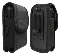Universal Leather Pouch with Belt Clip for flip phones such as Kyocera, Sonim, Motorola, Nokia, Alcatel and flip phone up to 4.4" x 2.4" x 1.1"