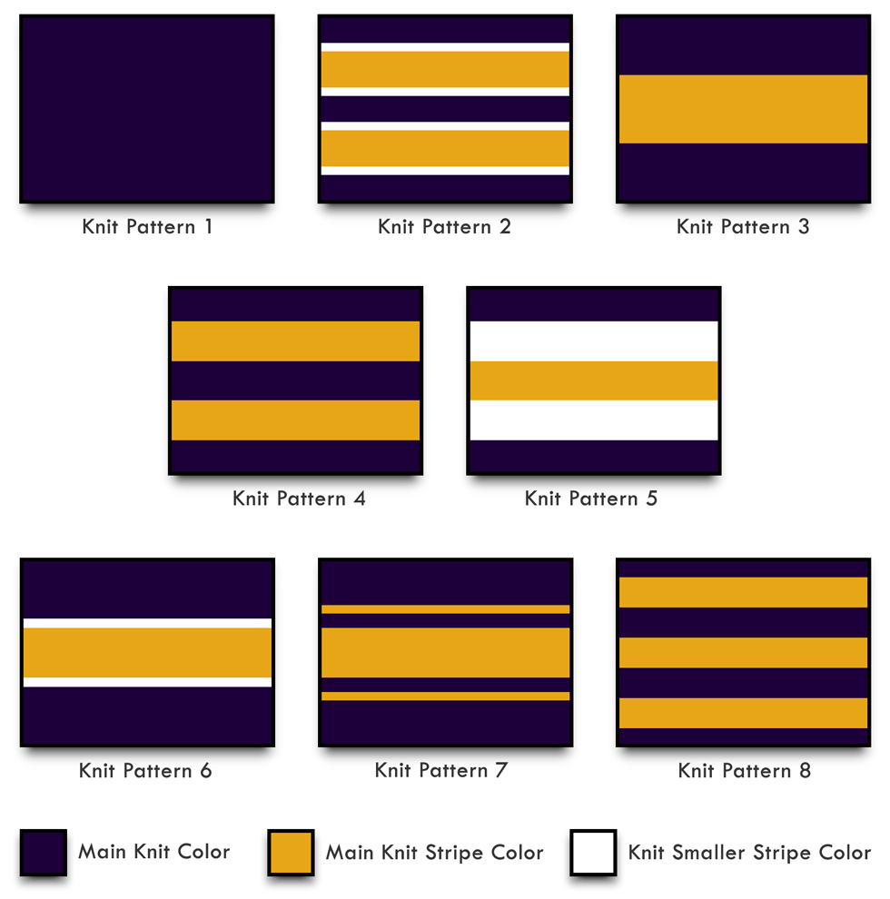 Custom Varsity Letterman Jacket Knit Trim Patterns for Collar, Cuffs, Waist, and Sailor Collar Braid
