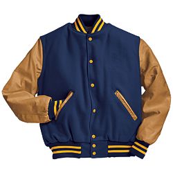 Royal Blue and Light Gold Varsity Letterman Jacket