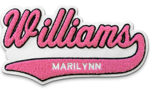 Sample Letterman Jacket Varsity Name Patch in Pink