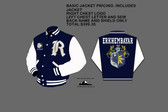 LEROSEY JACKET WITH FRONT LOGO, LETTER INCLUDES SEW,STUDENTS NAME AND LARGE BACK LOGO, NO YEAR, 2 FLAG WITH SEW ON SLV OR SLVS