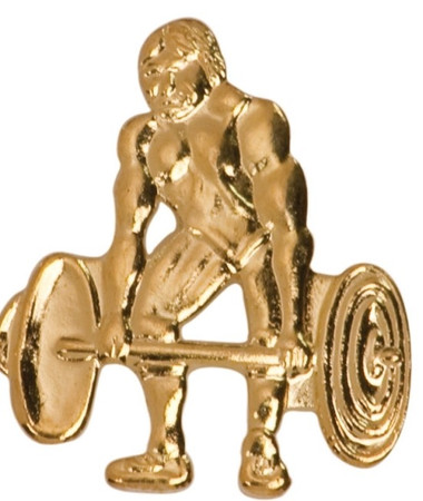 This weightlifter varsity letter pin is a great addition to your letterman jacket or sweater.