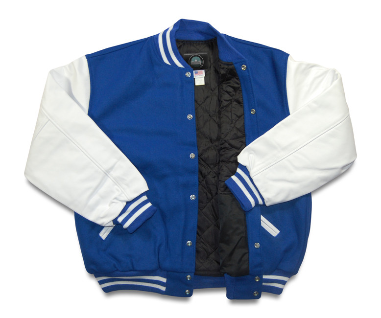 varsity jacket blue and white