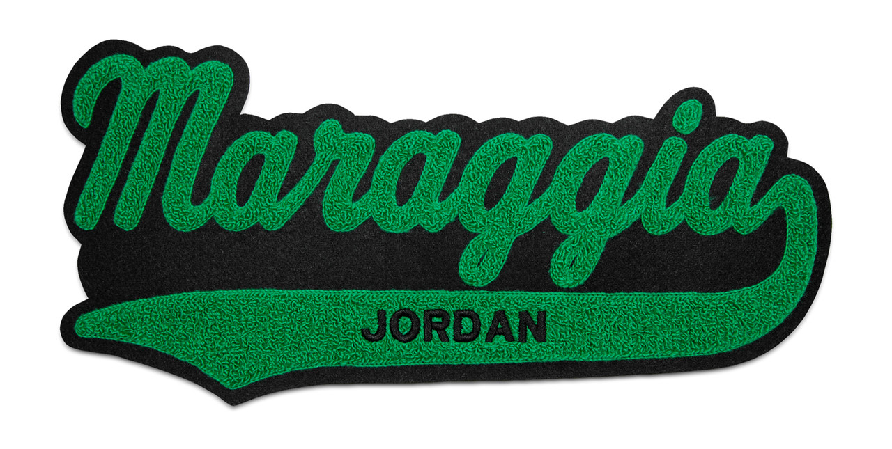 Green and silver custom name patches