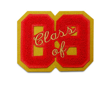 3" Double Felt Letterman Jacket Number with "Class of" Script Embroidery