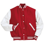 Scarlet Red and White Varsity Letterman Jacket