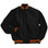 Solid Black Varsity Letterman Jacket with Orange Stripes