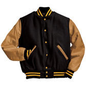 Black and Light Gold Varsity Letterman Jacket