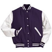 Dark Purple and White Varsity Letterman Jacket