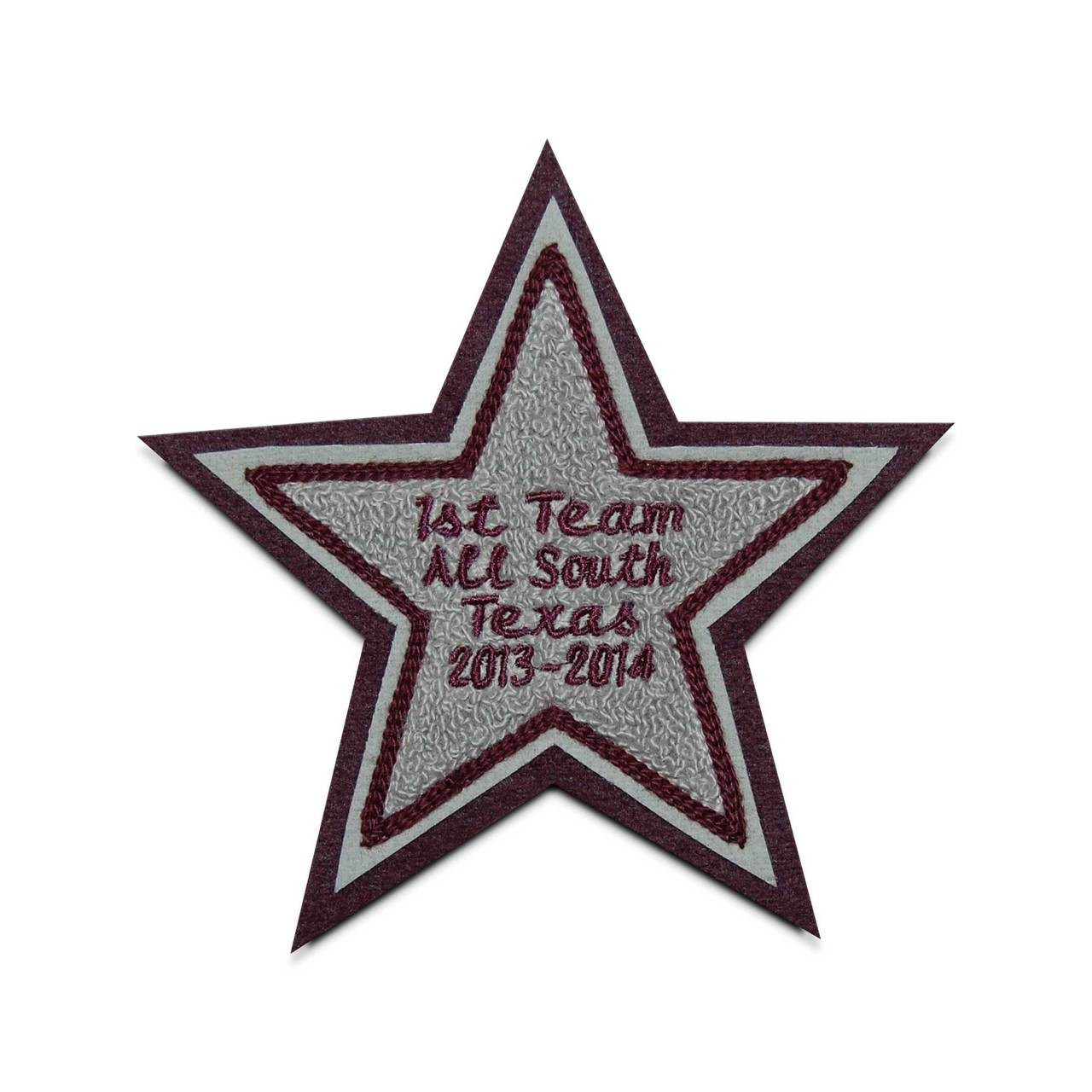 Blue Felt Chenille Star Embroidery Patch