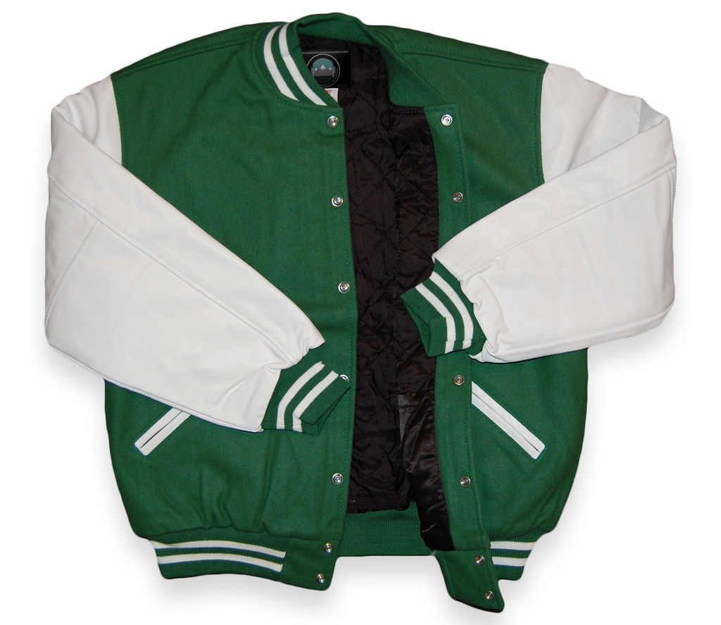 Kelly Green and White Varsity Letterman Jacket (Sale)