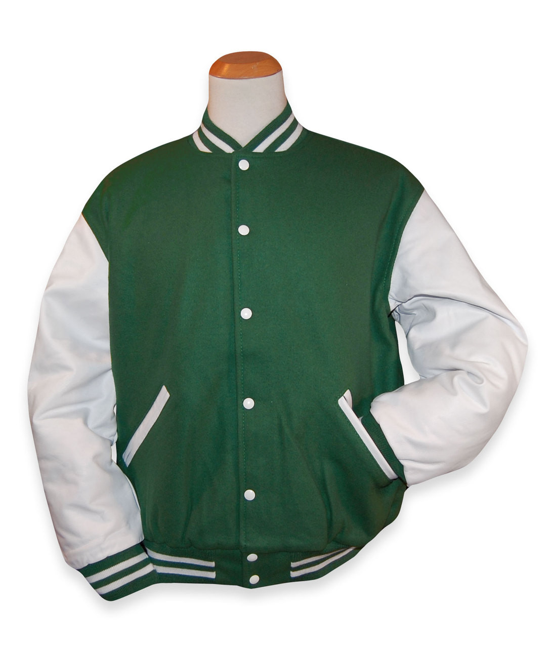 Off-White Eagle Blue and Green Varsity Jacket with Leather Sleeves - Jackets  Masters