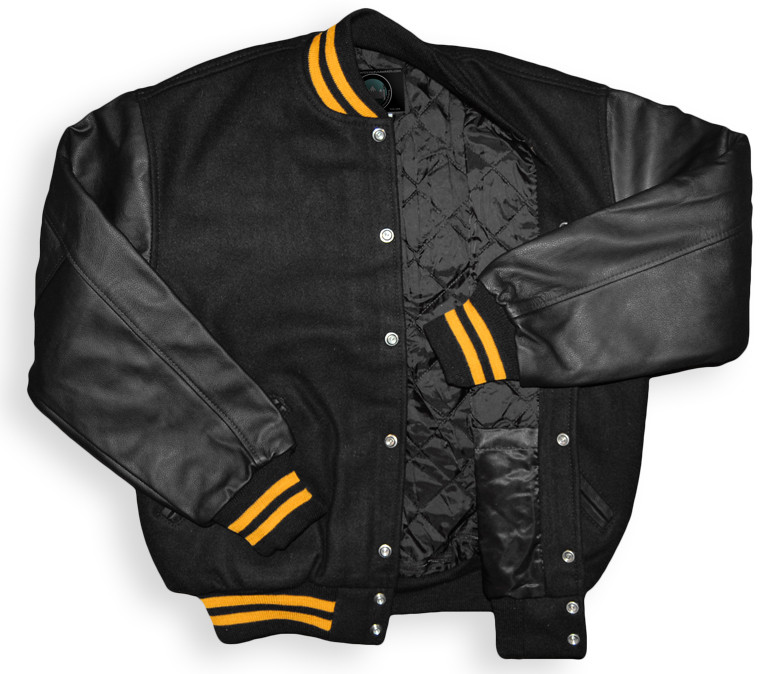 Black and Gold Varsity Letterman Jacket (Sale) - Mount Olympus Awards