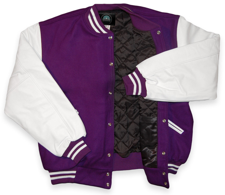 White and Purple Louis Vuitton Varsity Jacket - Jackets Masters